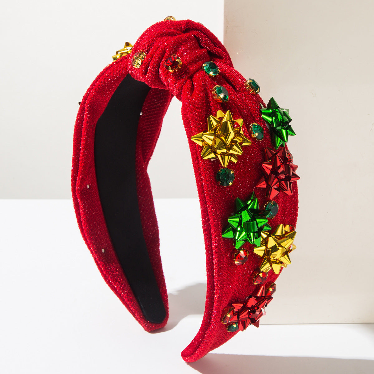 Wholesale Christmas headband red and green plastic flower deer accessories diamond headband hair accessories